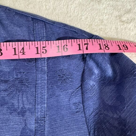 NWT Chicos Brocade Blazer Jacket Blue Sz X=Large Open Front Embroidered Ruffles - Picture 7 of 12